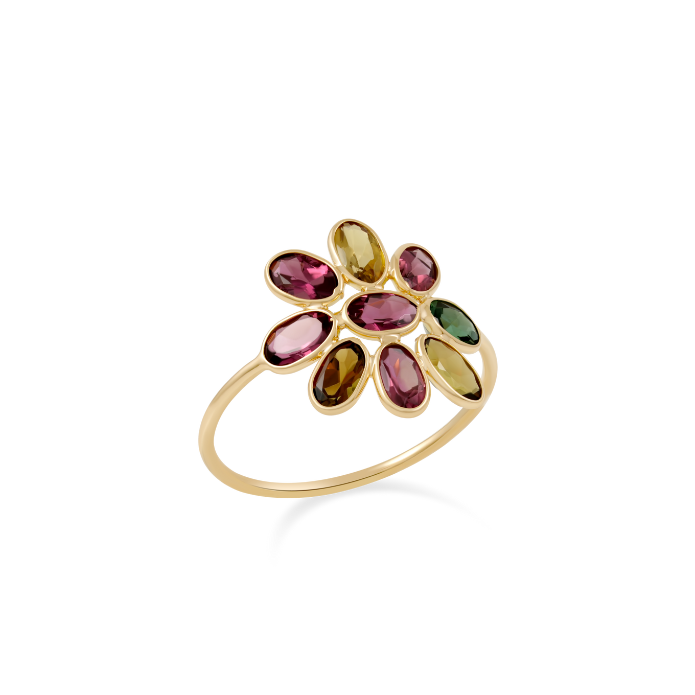 Tourmaline Multicolor Flower Cluster Ring