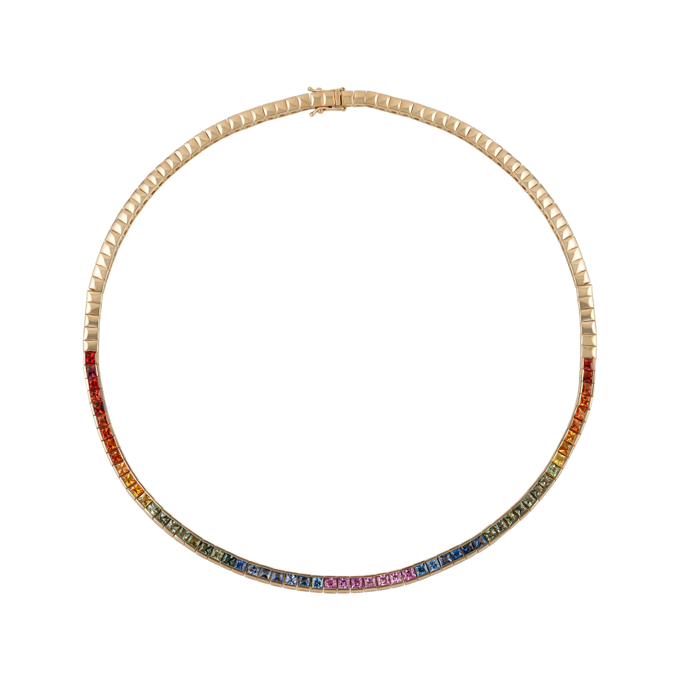Rainbow Sapphire Tennis Necklace