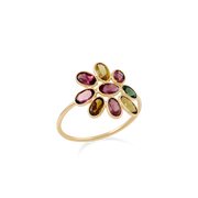 Tourmaline Multicolor Flower Cluster Ring