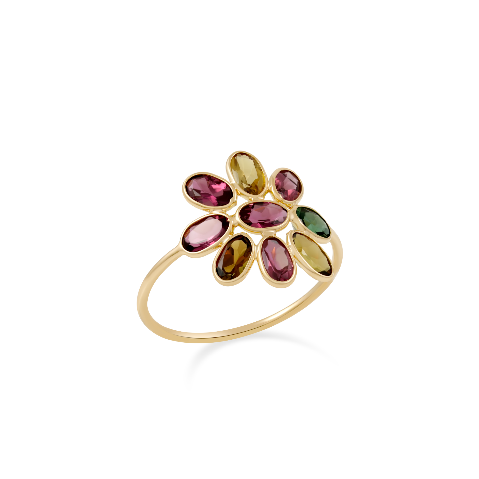 Tourmaline Multicolor Flower Cluster Ring