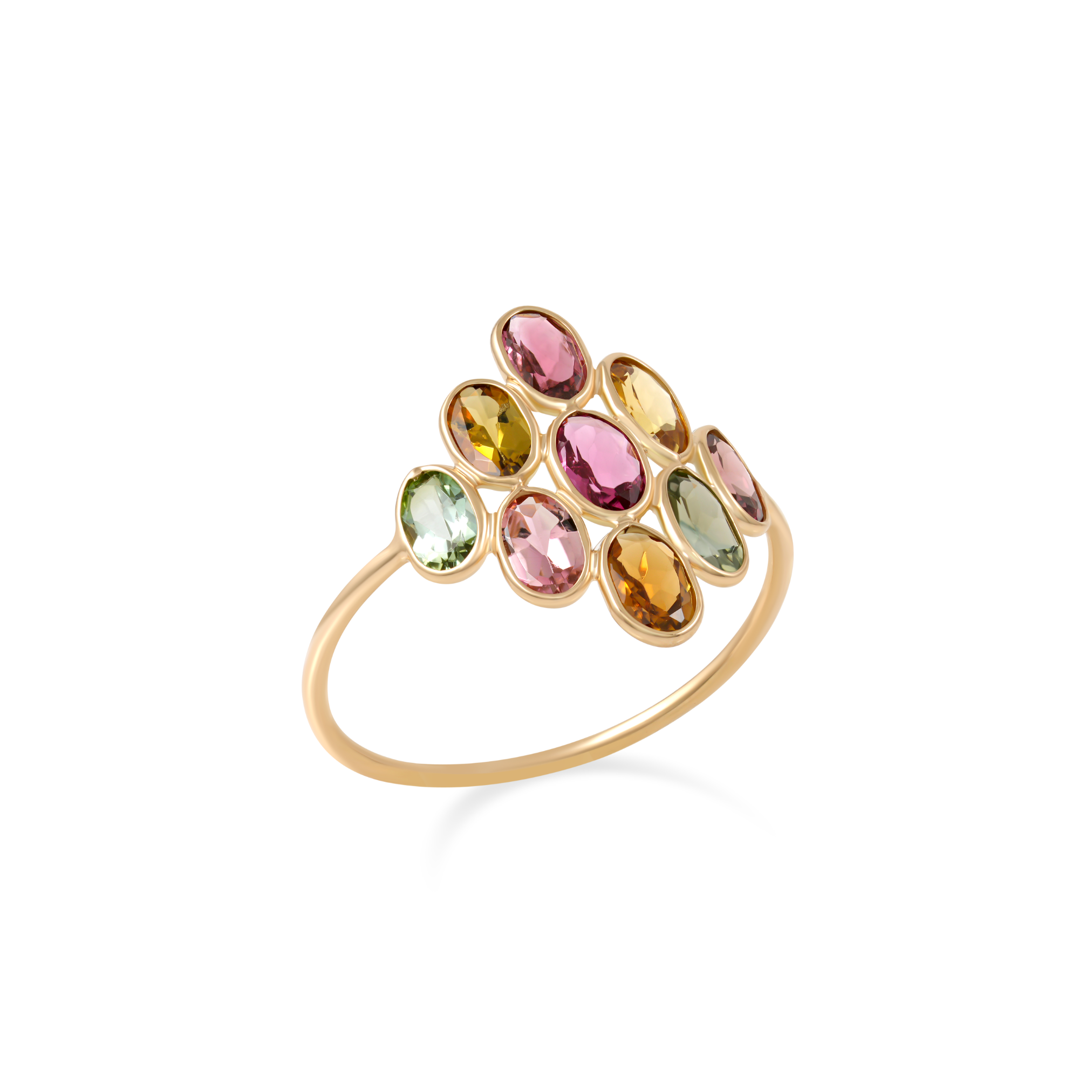 Tourmaline Multi Color Cluster Ring