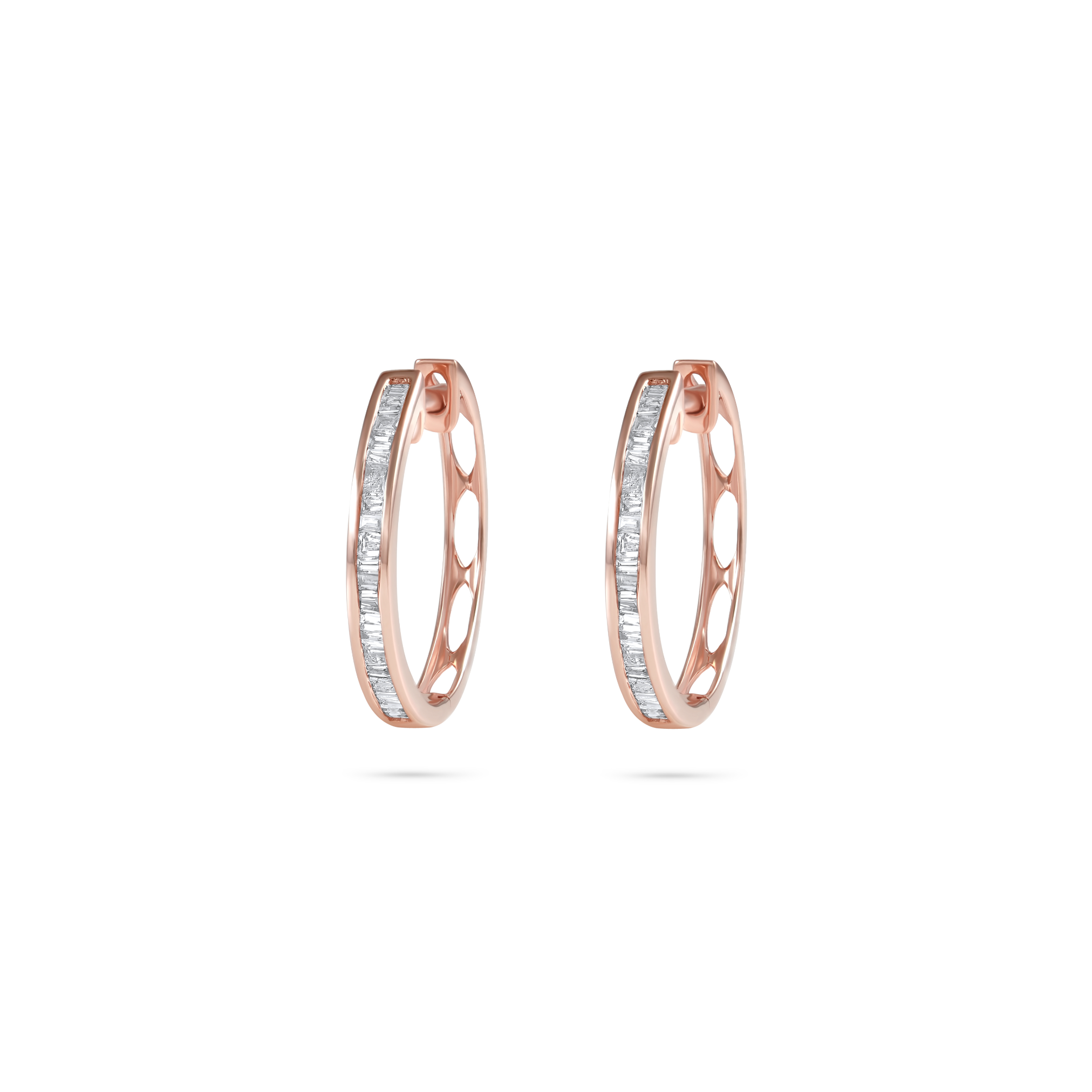 Diamond Medium Baguette Huggers Rose Gold