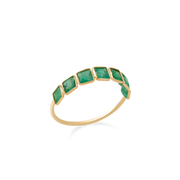 Emerald Half Eternity Square Ring