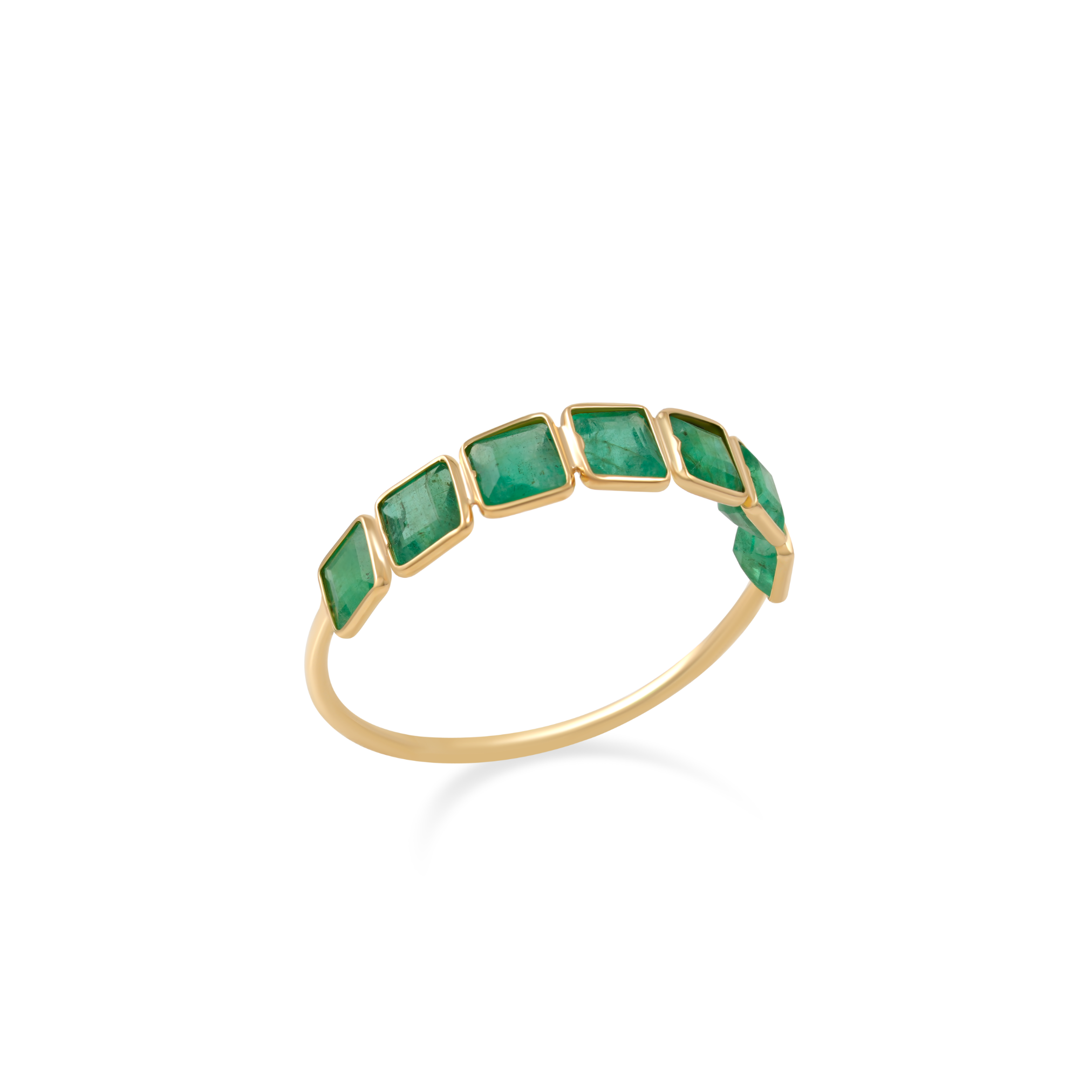 Emerald Half Eternity Square Ring