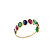 Multi Color Oval Semi Eternity Ring