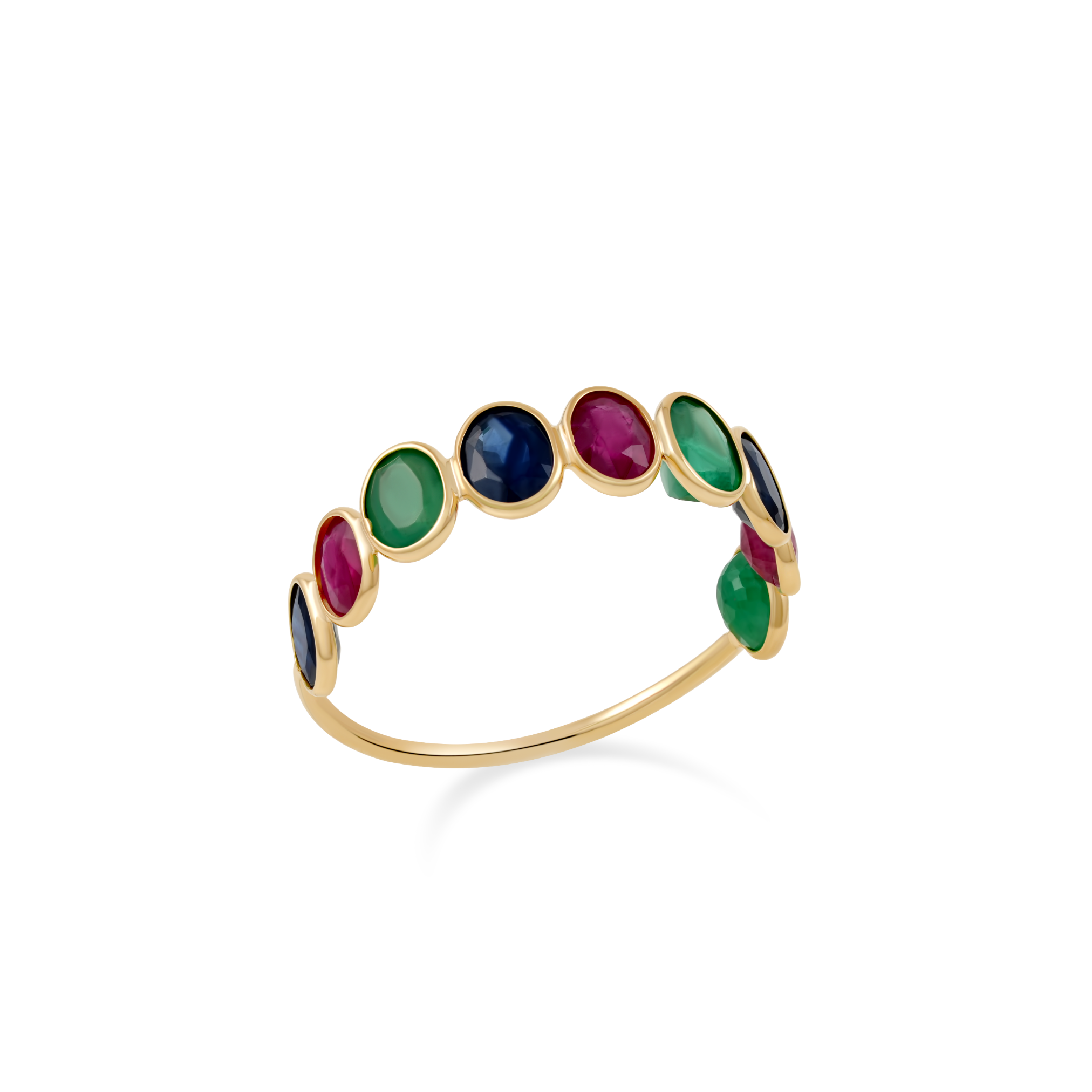 Multi Color Oval Semi Eternity Ring