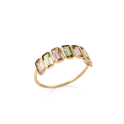 Tourmaline Multi Color Emerald Cut Ring