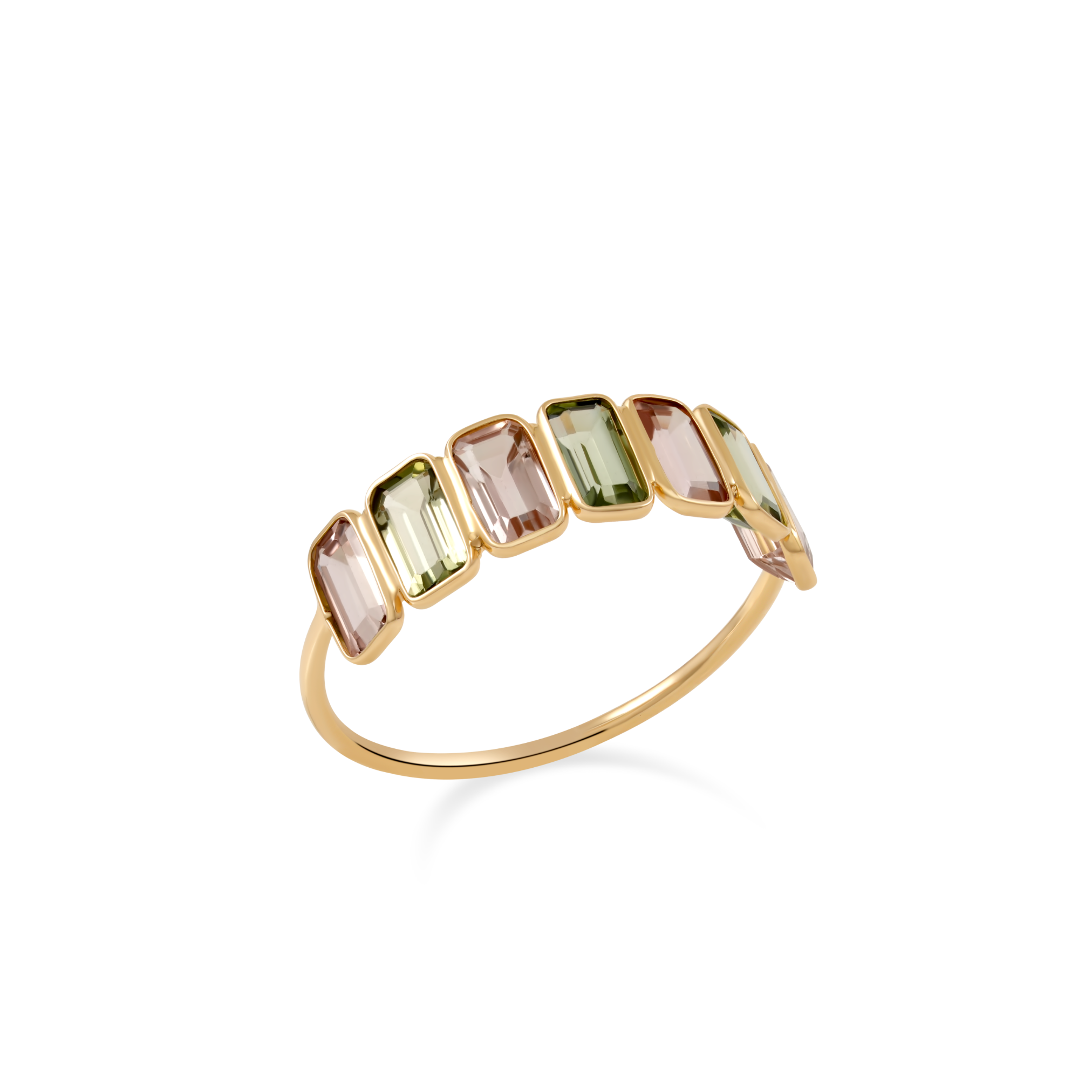 Tourmaline Multi Color Emerald Cut Ring