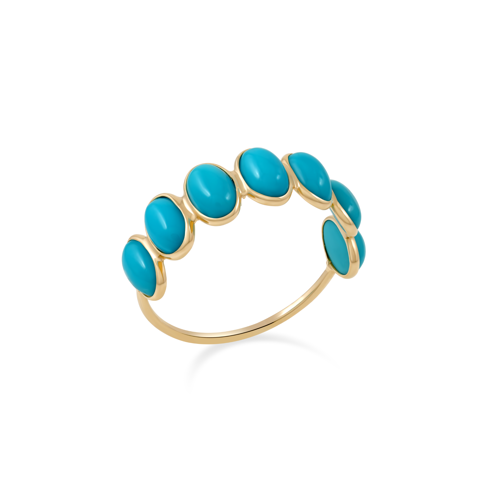 Turquoise Cabochon Half Eternity Ring