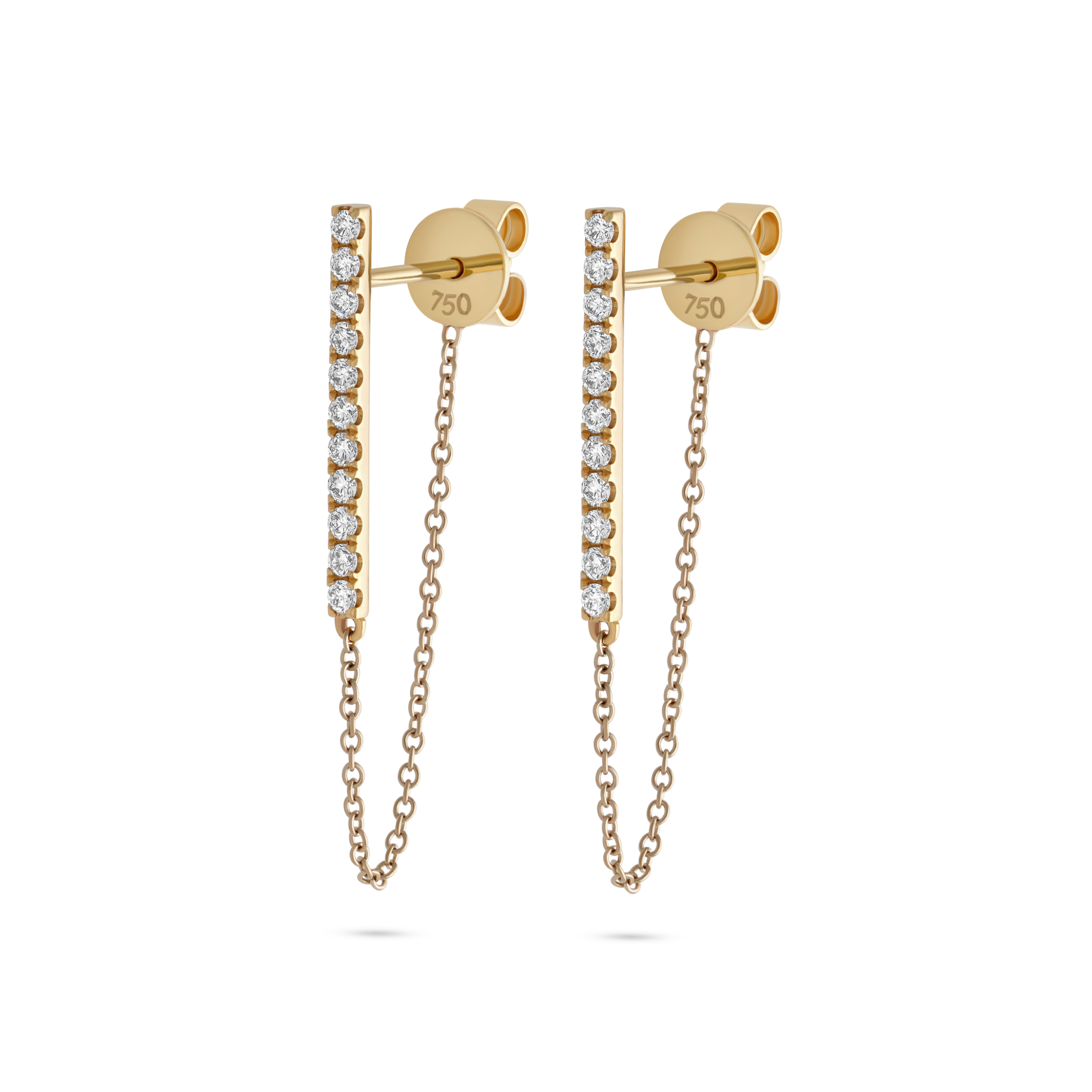 Eternity Diamond Tennis Chain Earrings Yellow Gold