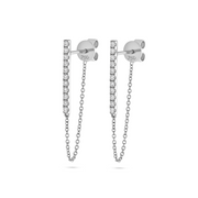 Eternity Tennis Chain Earrings White Gold Earrings