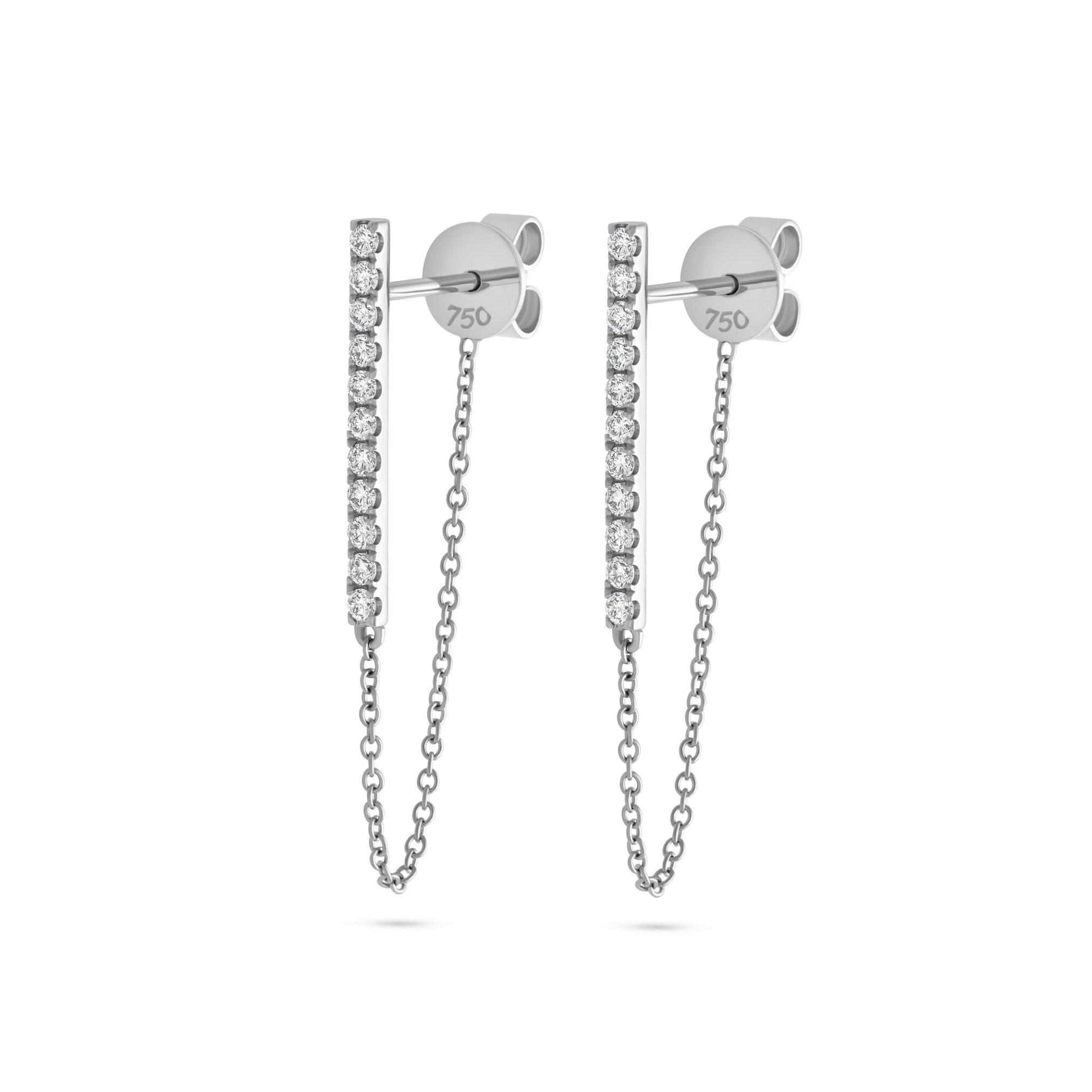 Eternity Tennis Chain Earrings White Gold Earrings