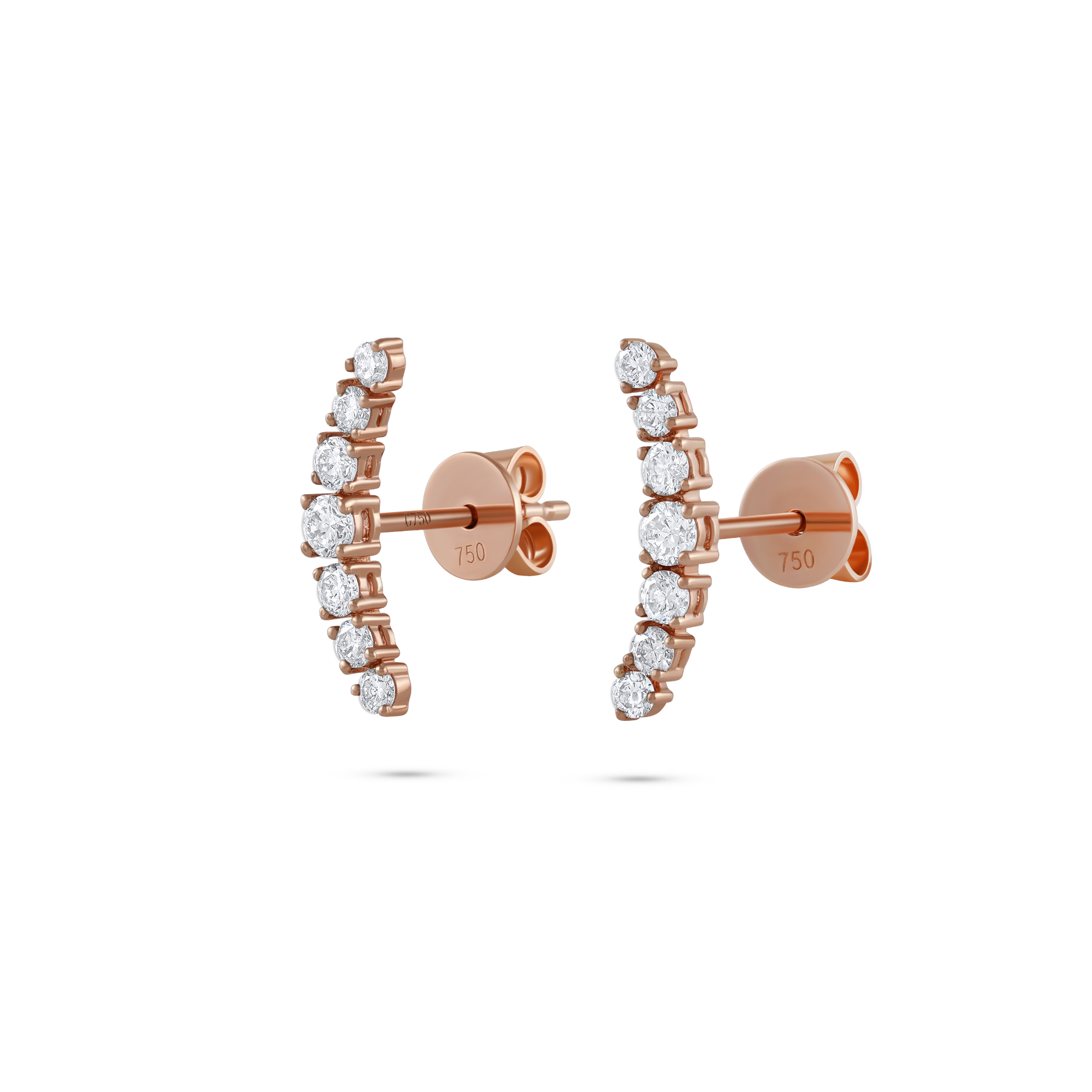 Eternity Diamond Crescent Earrings Rose Gold