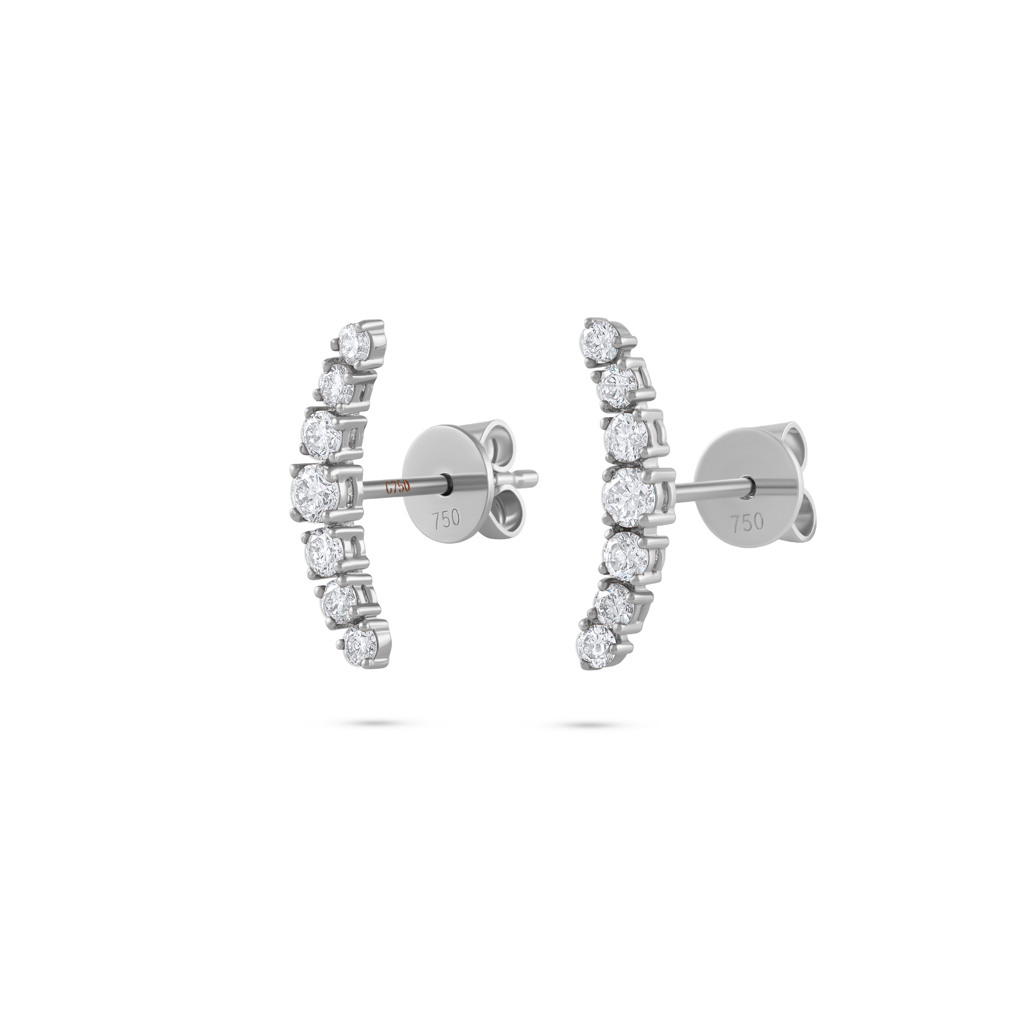 Eternity Diamond Crescent Earrings White Gold