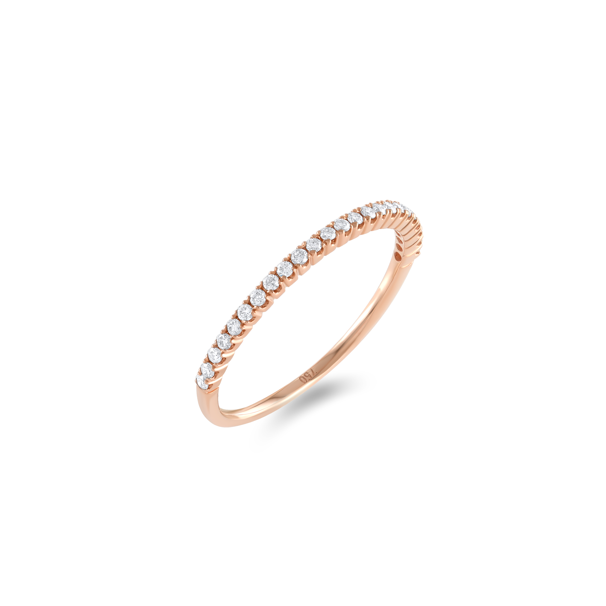 Diamond Classic Thin Half Eternity Ring Rose Gold