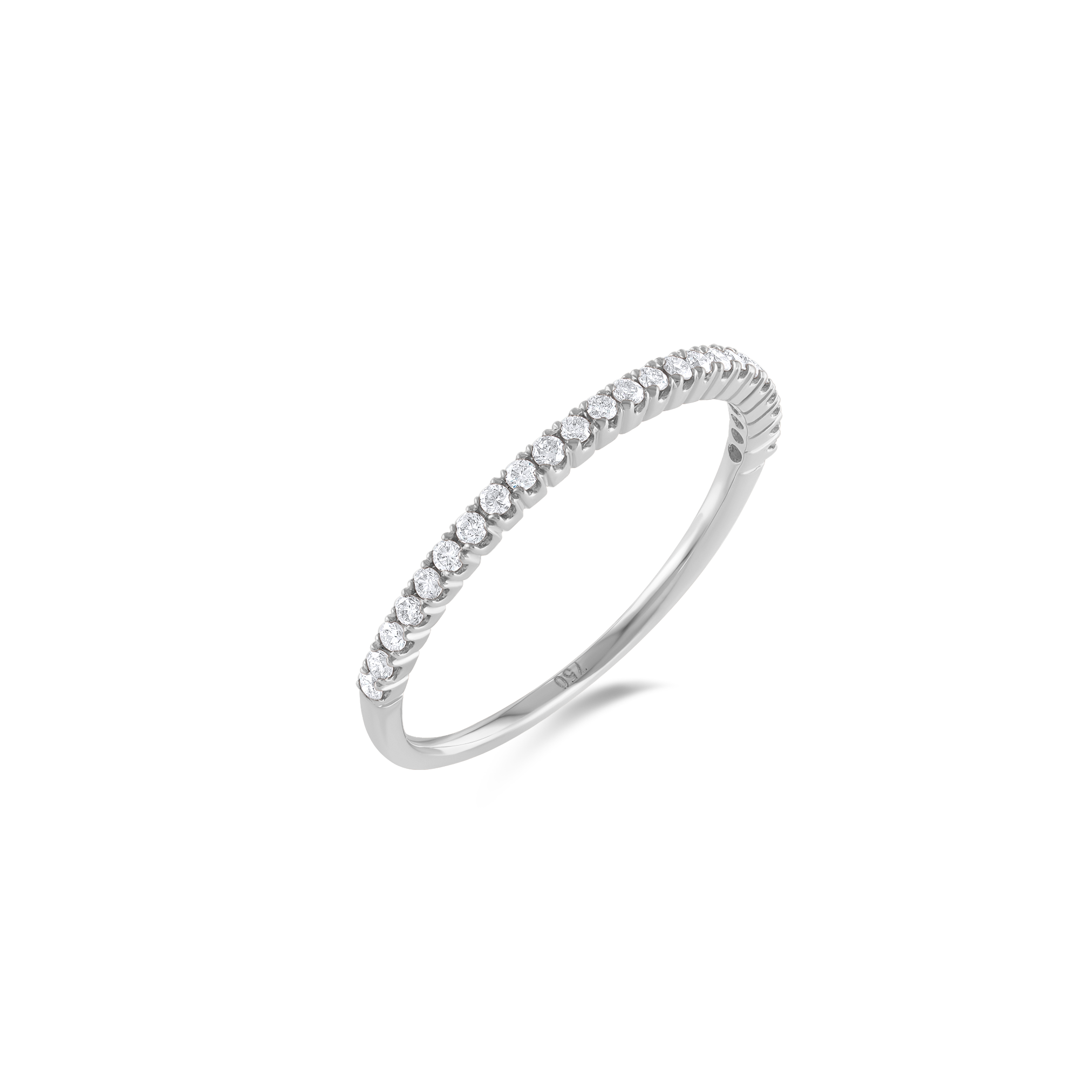 Diamond Classic Thin Half Eternity White Gold Ring