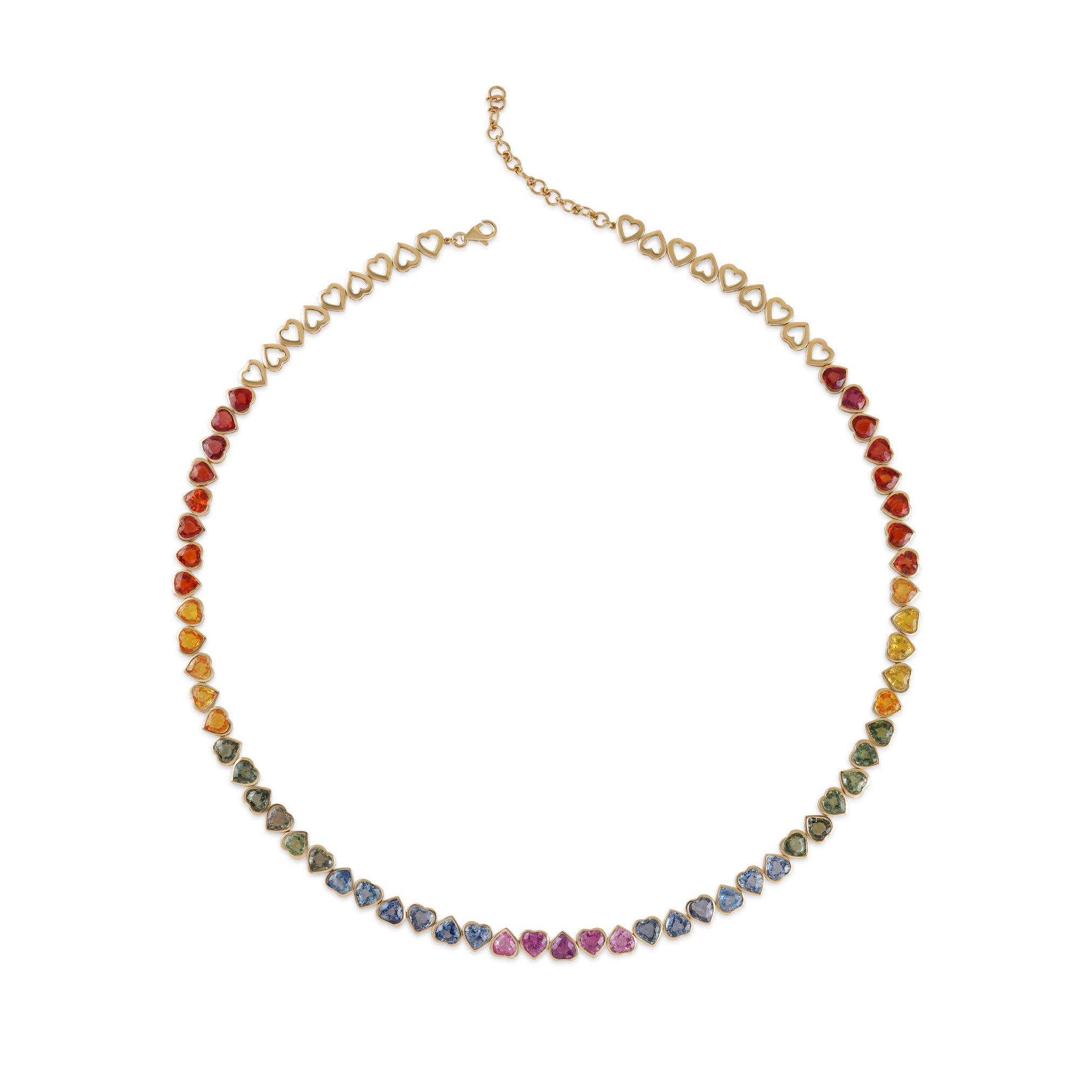 Heart Sapphire Multi-Color Tennis Necklace