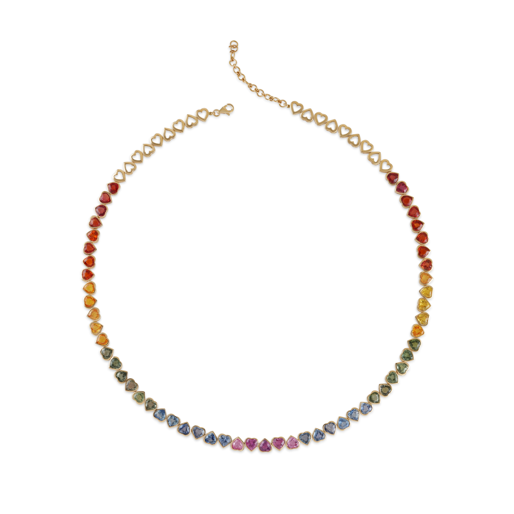 Heart Sapphire Multi-Color Tennis Necklace