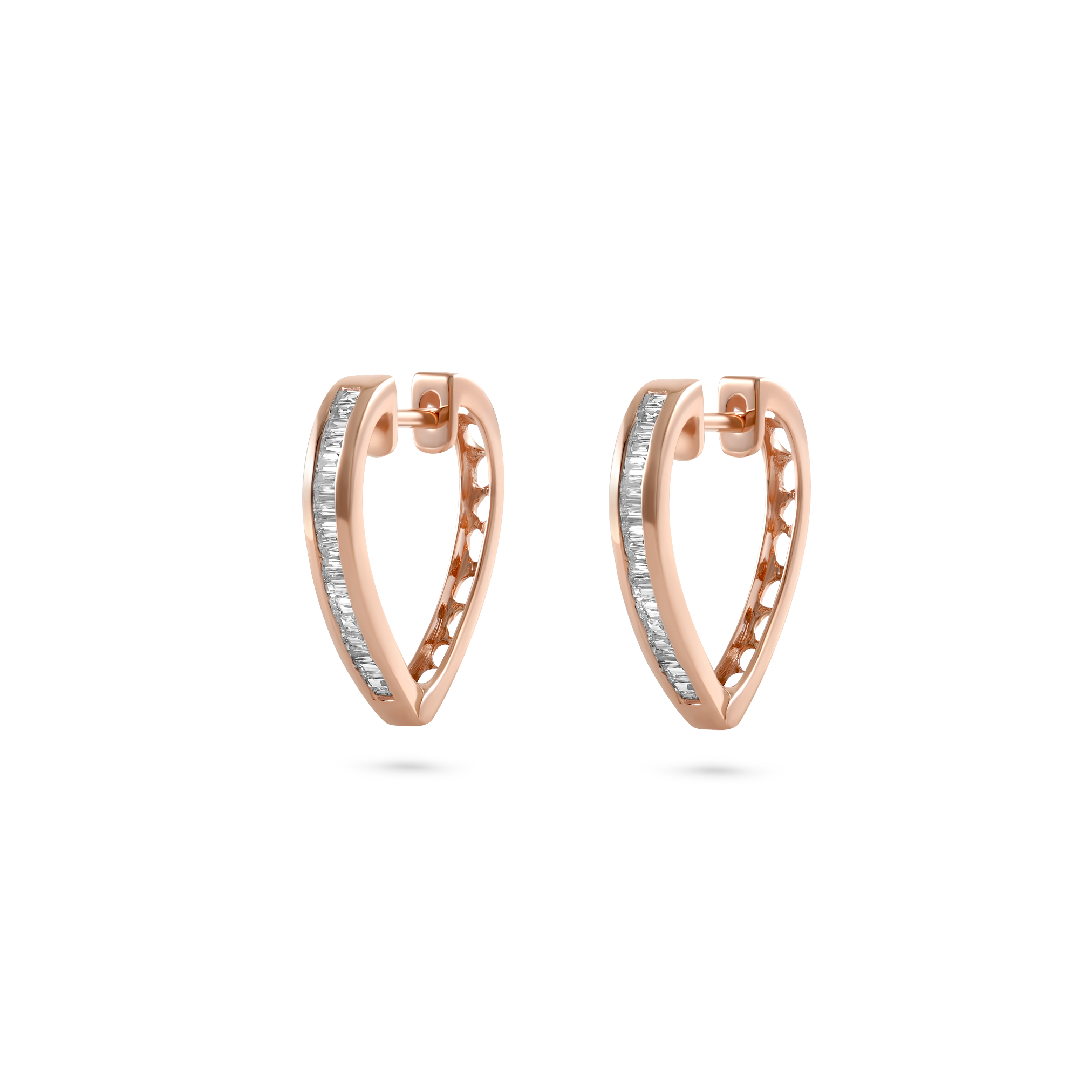 Heart Hugger Diamond Earrings Rose Gold