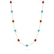 Turquoise and Coral Multi-Stone Necklace