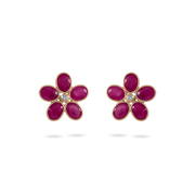 Ruby Flower Earrings