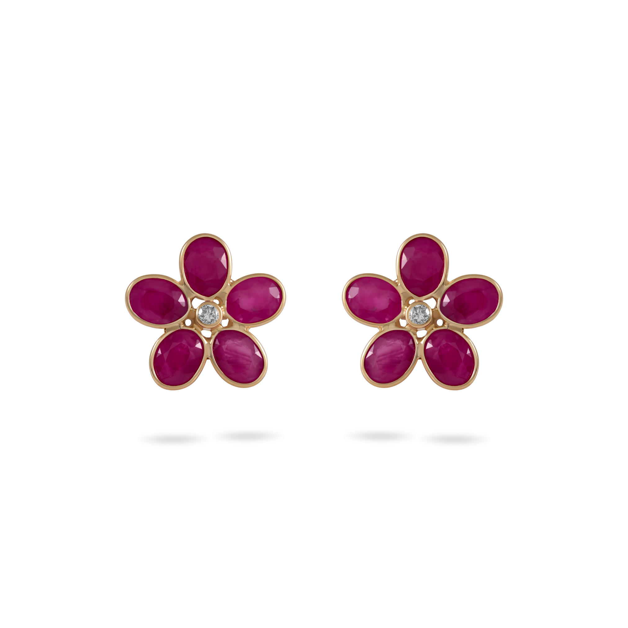 Ruby Flower Earrings